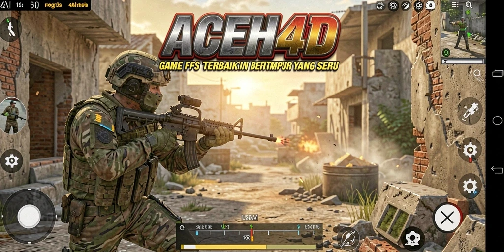 Screenshot utama menunjukkan aksi seru dalam gameplay FPS ACEH4D.