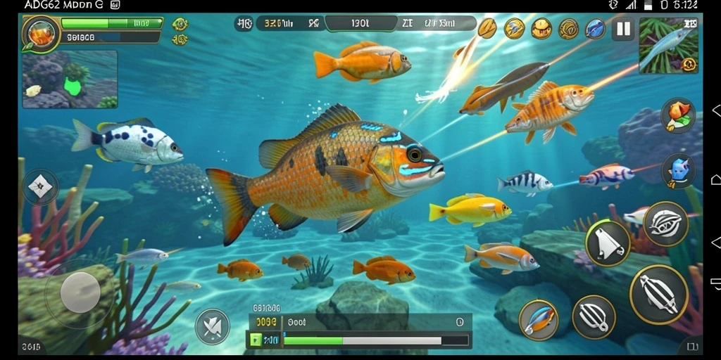 Tampilan gameplay seru dalam ADG62, menangkap ikan dengan strategi.