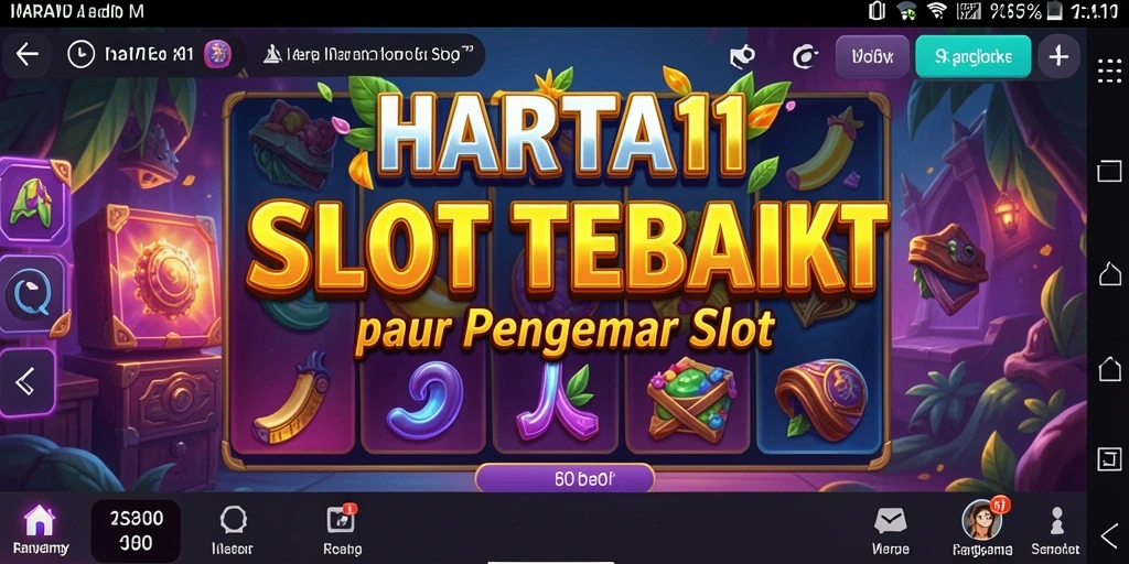 Tampilan gameplay HARTA11 yang menakjubkan dengan berbagai simbol slot.