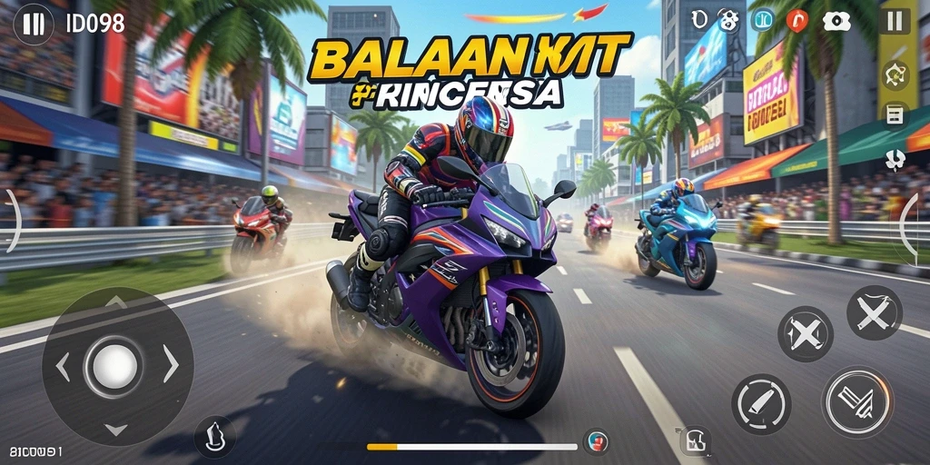 Tampilan gameplay balapan motor seru di ID098.