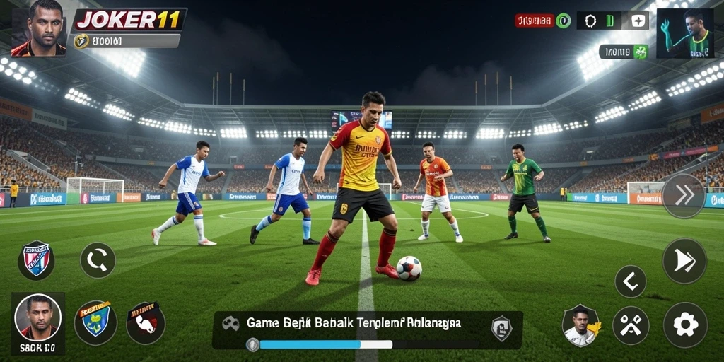 Tampilan gameplay JOKER11 yang menampilkan aksi sepak bola yang seru.