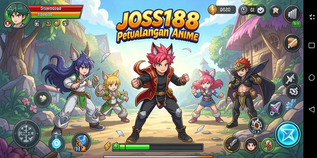 Tampilan gameplay seru di dunia Anime yang penuh warna.
