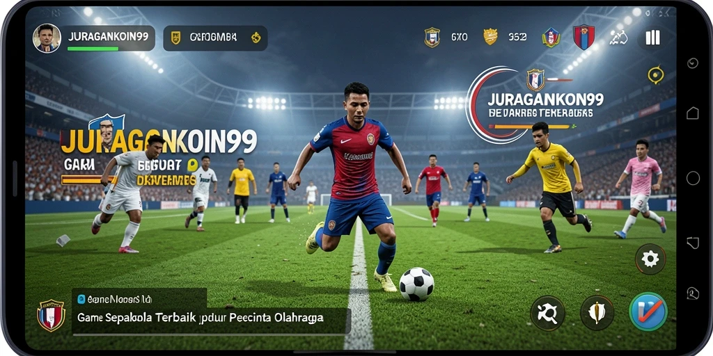 Gameplay seru JURAGANKOIN99 dengan suasana pertandingan sepakbola.