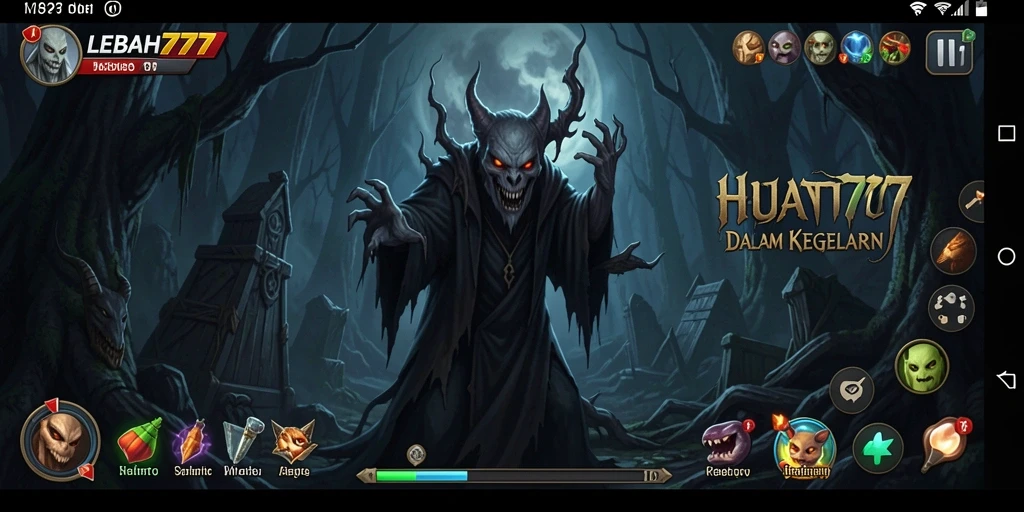 Tampilkan gameplay mengerikan LEBAH777 di kegelapan malam.