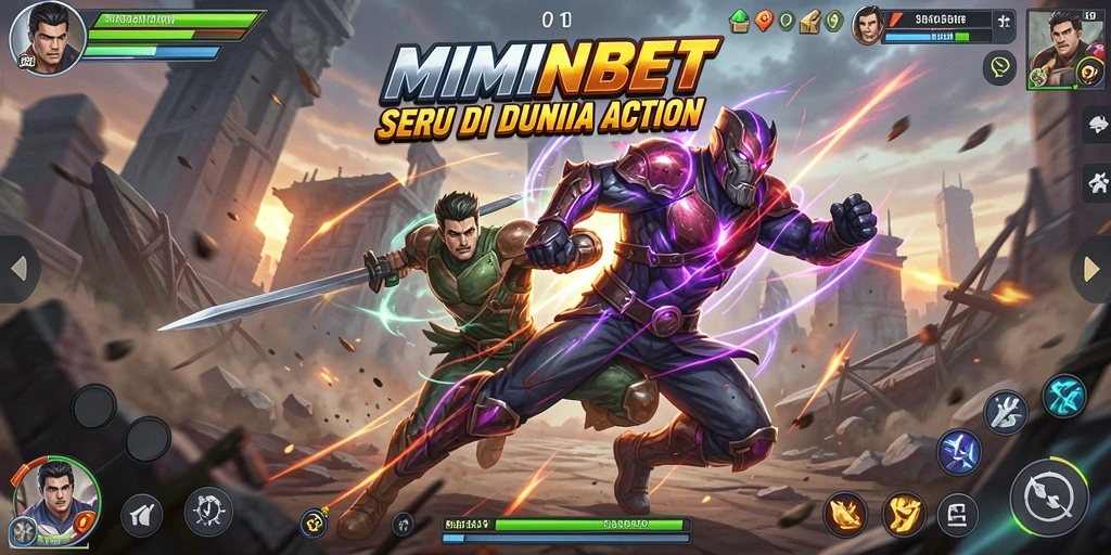 Menampilkan aksi seru karakter dalam pertempuran MIMINBET.