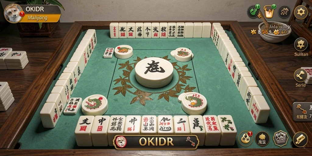 Tampilan gameplay Mahjong di OKIDR yang menarik dan interaktif.